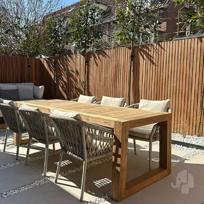 Elephant hardhout FSC tuinscherm "stripes black" recht 4,5x180x180cm glad / rvs - afbeelding 7
