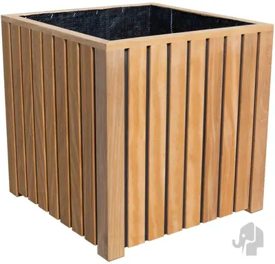 Elephant plantenbak stripes black hardhout fsc 500x500x500mm naturel/zwart inclusief folie binnenzijde - afbeelding 1