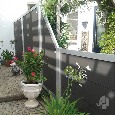 Elephant scherm forte houtcomposiet FSC/GRS 40x1800x1800mm antraciet met aluminium kader - afbeelding 4