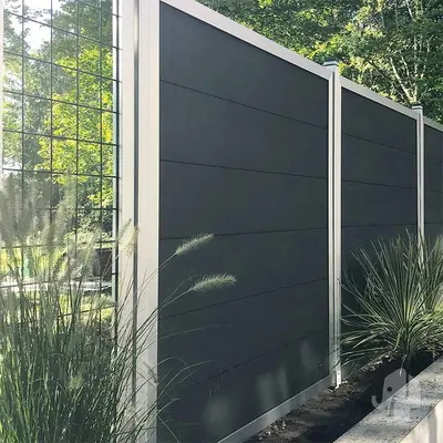 Elephant scherm forte houtcomposiet FSC/GRS 40x1800x1800mm antraciet met aluminium kader - afbeelding 6