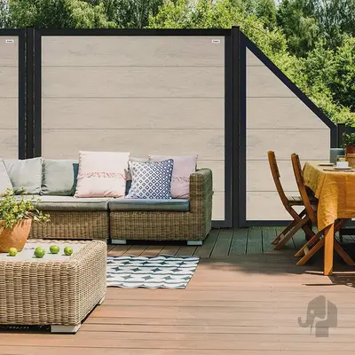 Elephant schutting forte houtcomposiet fsc/grijs 40x1800x1800mm bicolor grijs met antraciet aluminium kader - afbeelding 3