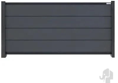 Elephant schutting modular houtcomposiet fsc/grijs 1800x970mm rock grey 4 planks met antraciet aluminium profiel - afbeelding 1