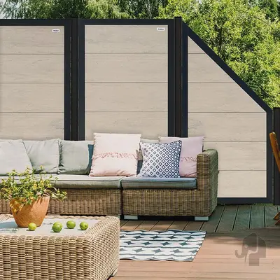 Elephant WPC duo grijs FSC tuinscherm "Forte" recht met alu antraciet kader 40x900x1800mm - afbeelding 3