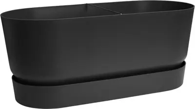 Elho Greenville terrace Trough kunststof bloembak 80 living black - afbeelding 1