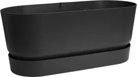 Elho Greenville terrace Trough kunststof bloembak 80 living black - afbeelding 1