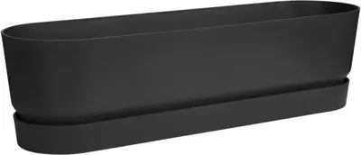 Elho Greenville Trough Long kunststof bloembak 70 cm living black - afbeelding 2