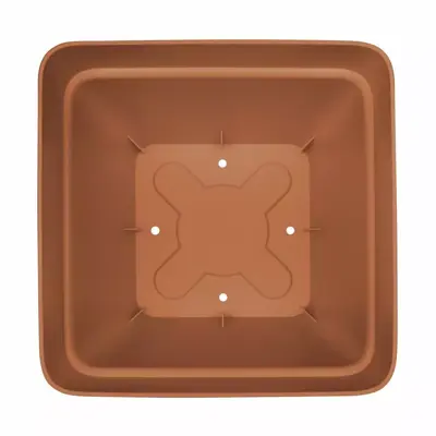 Elho Vibia Campana vierkant kunststof plantenbak 37x37 cm terra - afbeelding 3