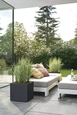 Elho Vivo Next vierkant plantenbak met wielen 40 cm living black - afbeelding 8