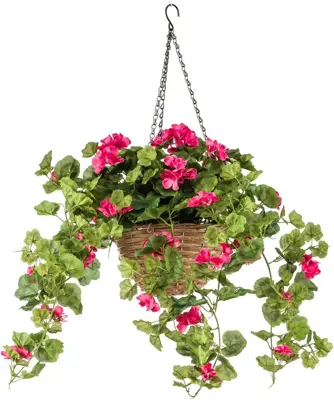 Emerald kunst hangplant geranium 45cm fuchsia - afbeelding 1