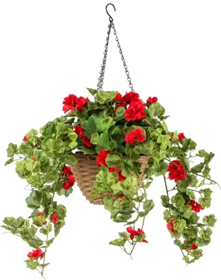 Emerald kunst hangplant geranium 45cm rood - afbeelding 1