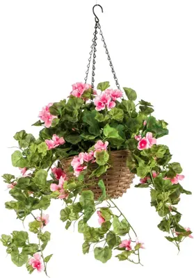 Emerald kunst hangplant geranium 45cm roze - afbeelding 1