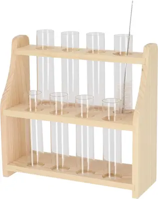 Esschert Design reageerbuisstandaard L – 8 glazen buisjes