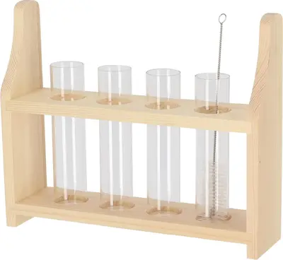 Esschert Design reageerbuisstandaard S – 4 glazen buisjes