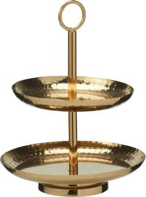 Etagere ijzer 3-laags 21x15.5cm goud