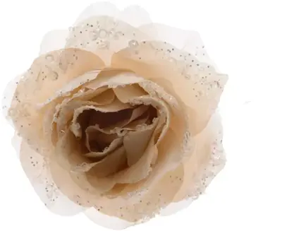 Everlands, Decoris kunstbloem roos op clip 14cm crème - afbeelding 1
