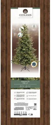 Everlands Geneva fir klassiek verlichte kunstkerstboom met groen 225cm, 600 lampjes - afbeelding 2