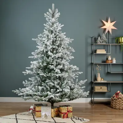 Everlands Grandis fir grote kunstkerstboom besneeuwd groen 300cm - afbeelding 4
