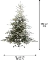 Everlands Grandis fir grote verlichte kunstkerstboom besneeuwd groen 240cm, 700 lampjes - afbeelding 4