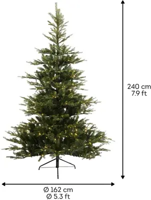 Everlands Grandis fir grote verlichte kunstkerstboom groen 240cm, 700 lampjes - afbeelding 4