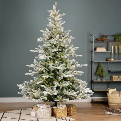 Everlands Grandis Fir verlichte kunstkerstboom besneeuwd groen 180cm, 400 lampjes - afbeelding 5