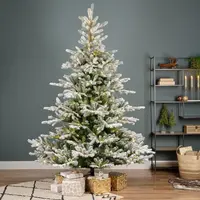 Everlands Grandis Fir verlichte kunstkerstboom besneeuwd groen 180cm, 400 lampjes - afbeelding 5