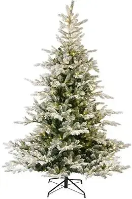 Everlands Grandis fir verlichte kunstkerstboom besneeuwd groen 210cm, 550 lampjes - afbeelding 1