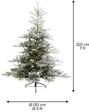Everlands Grandis fir verlichte kunstkerstboom besneeuwd groen 210cm, 550 lampjes - afbeelding 6