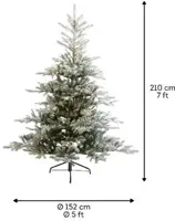 Everlands Grandis fir verlichte kunstkerstboom besneeuwd groen 210cm, 550 lampjes - afbeelding 6