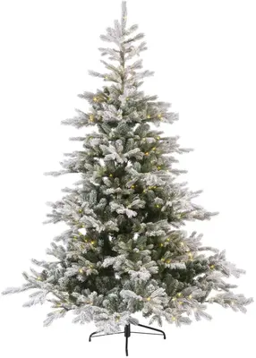 Everlands Grandis Fir verlichte kunstkerstboom besneeuwd groen 180cm, 400 lampjes - afbeelding 1