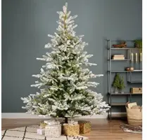 Everlands Grandis fir verlichte kunstkerstboom besneeuwd groen 210cm, 550 lampjes - afbeelding 4