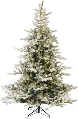 Everlands Grandis Fir verlichte kunstkerstboom besneeuwd groen 180cm, 400 lampjes - afbeelding 1
