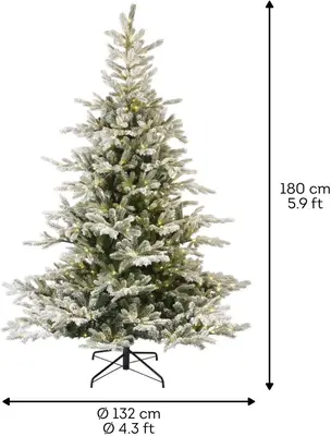Everlands Grandis Fir verlichte kunstkerstboom besneeuwd groen 180cm, 400 lampjes - afbeelding 4