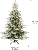 Everlands Grandis Fir verlichte kunstkerstboom besneeuwd groen 180cm, 400 lampjes - afbeelding 4