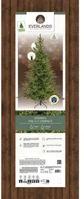 Everlands Grandis fir verlichte kunstkerstboom groen 180cm, 2500 lampjes - afbeelding 2