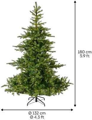 Everlands Grandis fir verlichte kunstkerstboom groen 180cm, 400 lampjes - afbeelding 6