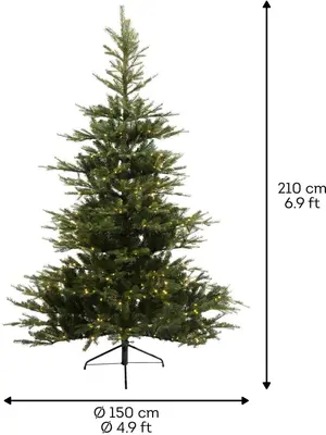Everlands Grandis fir verlichte kunstkerstboom groen 210cm, 550 lampjes - afbeelding 7