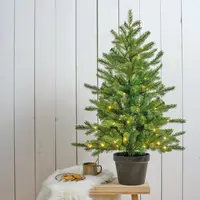 Everlands Grandis verlichte kunstkerstboom op batterijen groen 90cm, 80 lampjes - afbeelding 3