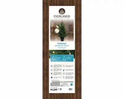Everlands Grandis verlichte kunstkerstboom op batterijen groen 90cm, 80 lampjes - afbeelding 6