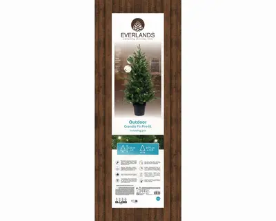 Everlands Grandis verlichte kunstkerstboom op batterijen groen 120cm, 100 lampjes - afbeelding 3