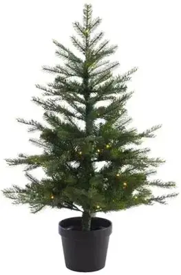 Everlands Grandis verlichte kunstkerstboom op batterijen groen 90cm, 80 lampjes - afbeelding 1