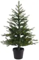 Everlands Grandis verlichte kunstkerstboom op batterijen groen 90cm, 80 lampjes - afbeelding 1