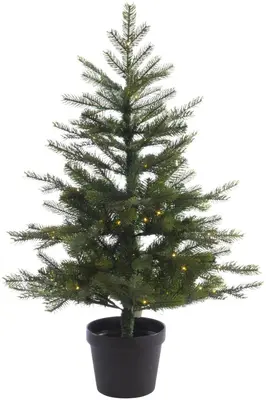 Everlands Grandis verlichte kunstkerstboom op batterijen groen 120cm, 100 lampjes - afbeelding 1