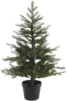 Everlands Grandis verlichte kunstkerstboom op batterijen groen 120cm, 100 lampjes - afbeelding 1