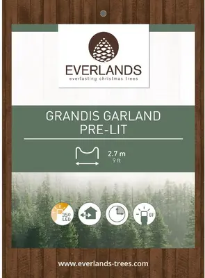 Everlands Guirlande Grandis - met verlichting 350 LEDs groen 2,7m - afbeelding 2