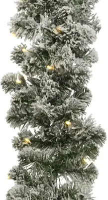 Everlands Imperial verlichte guirlande besneeuwd op batterijen 270cm, 50 lampjes - afbeelding 1