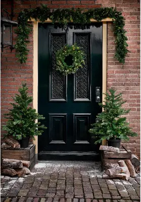 Everlands kerstkrans Grandis  - met verlichting 50 Leds groen 50cm - afbeelding 2