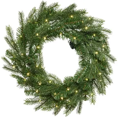 Everlands kerstkrans Grandis  - met verlichting 50 Leds groen 50cm - afbeelding 1