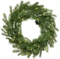 Everlands kerstkrans Grandis  - met verlichting 50 Leds groen 50cm - afbeelding 1
