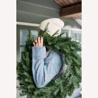 Everlands kerstkrans Grandis - met verlichting 80 LEDs groen 80cm - afbeelding 2