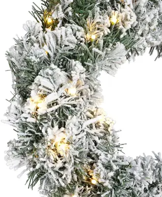 Everlands kerstkrans Imperial - met sneeuw en verlichting 40 LEDs groen, wit 50cm - afbeelding 2